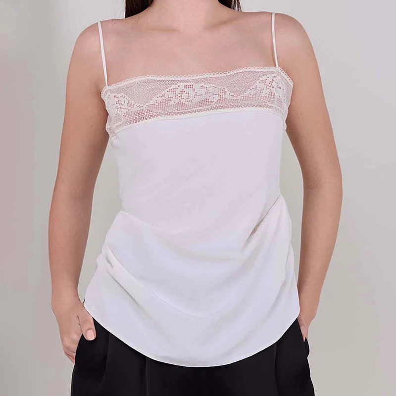 women's vest New lace patchwork suspender sleeveless top for summer 2026 Sexy backless corset cotton blend Tank top women's tops
women's vest New lace patchwork suspender sleeveless top for summer 2026 Sexy backless corset cotton blend Tank top women's tops