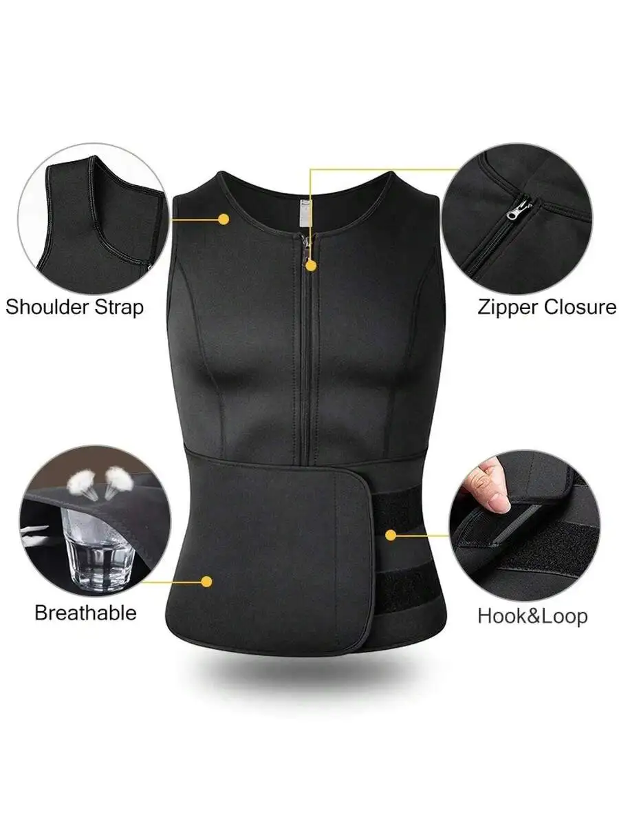 Men Neoprene Waist Trainer Vest With Zipper Closure Breathable Body Shaper For Gym Fitness
Men Neoprene Waist Trainer Vest With Zipper Closure Breathable Body Shaper For Gym Fitness