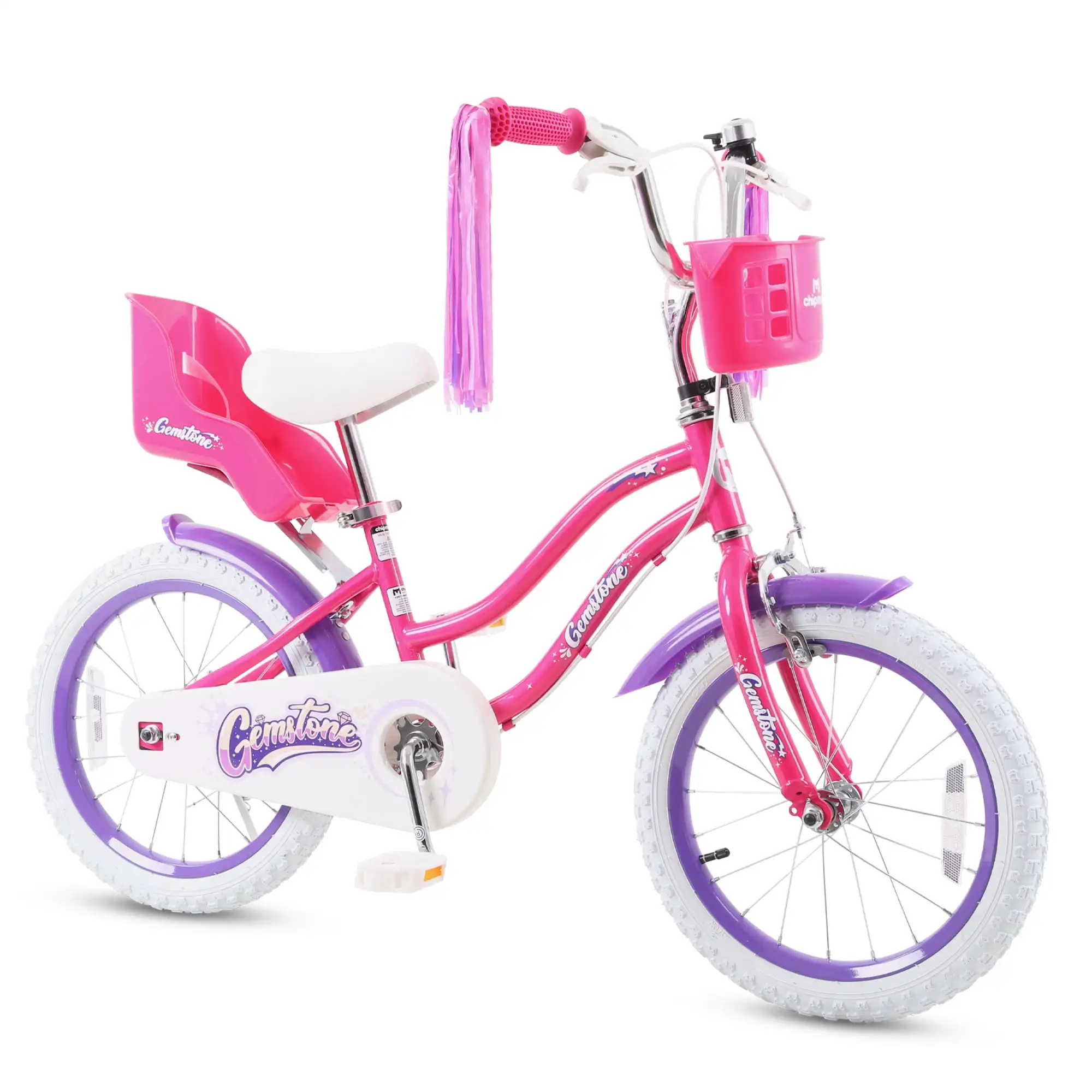 16 inch Gemstone Girls Bike Coaster Brake Ages 4-7 Years, With Doll Bike Seat and Streamers Multiple Colors, Pink
16 inch Gemstone Girls Bike Coaster Brake Ages 4-7 Years, With Doll Bike Seat and Streamers Multiple Colors, Pink