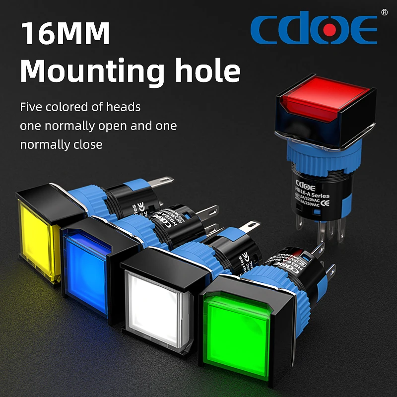 5/8" 16mm Push Button Switch Momentary Square Cap LED Lamp Red Yellow Blue Green Light DC 24V SPDT 5 Pin
5/8" 16mm Push Button Switch Momentary Square Cap LED Lamp Red Yellow Blue Green Light DC 24V SPDT 5 Pin