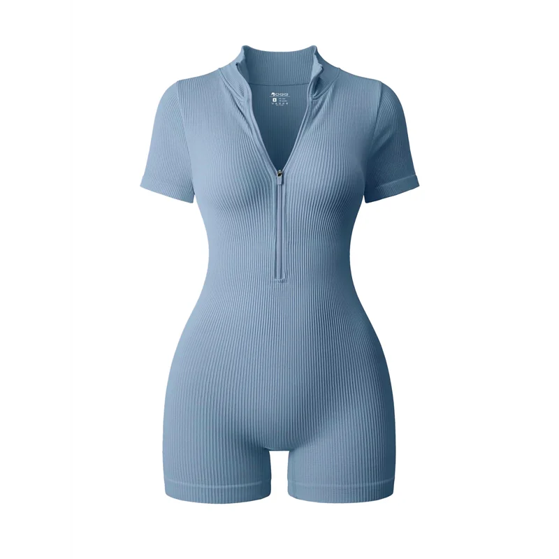 CYL-Women Rompers Ribbed Short Sleeve Zip Front Stretch Tummy Control Yoga Workout Rompers
CYL-Women Rompers Ribbed Short Sleeve Zip Front Stretch Tummy Control Yoga Workout Rompers