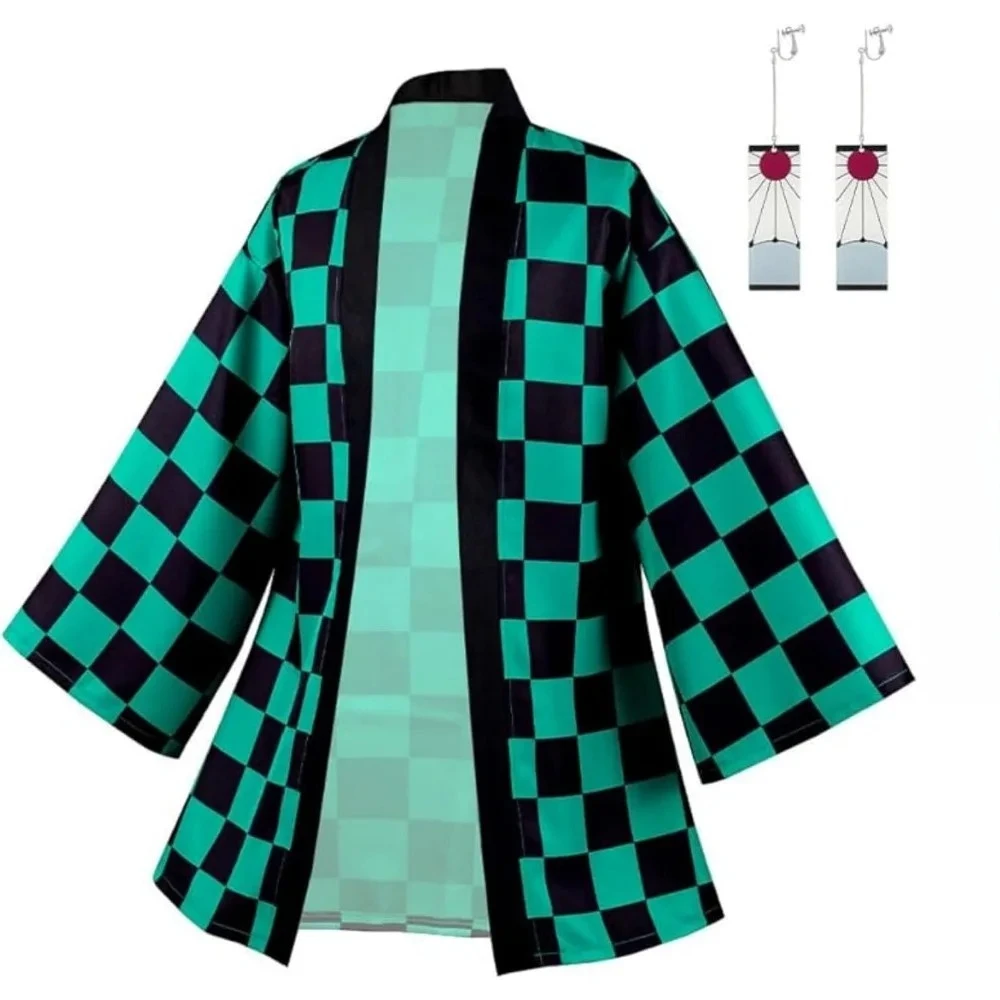 Anime Demon killer Kamado Tanjirou Haori Cloak Cosplay Costume Green Cloak Earrings Adult Men Halloween Party Role Play Suit
Anime Demon killer Kamado Tanjirou Haori Cloak Cosplay Costume Green Cloak Earrings Adult Men Halloween Party Role Play Suit