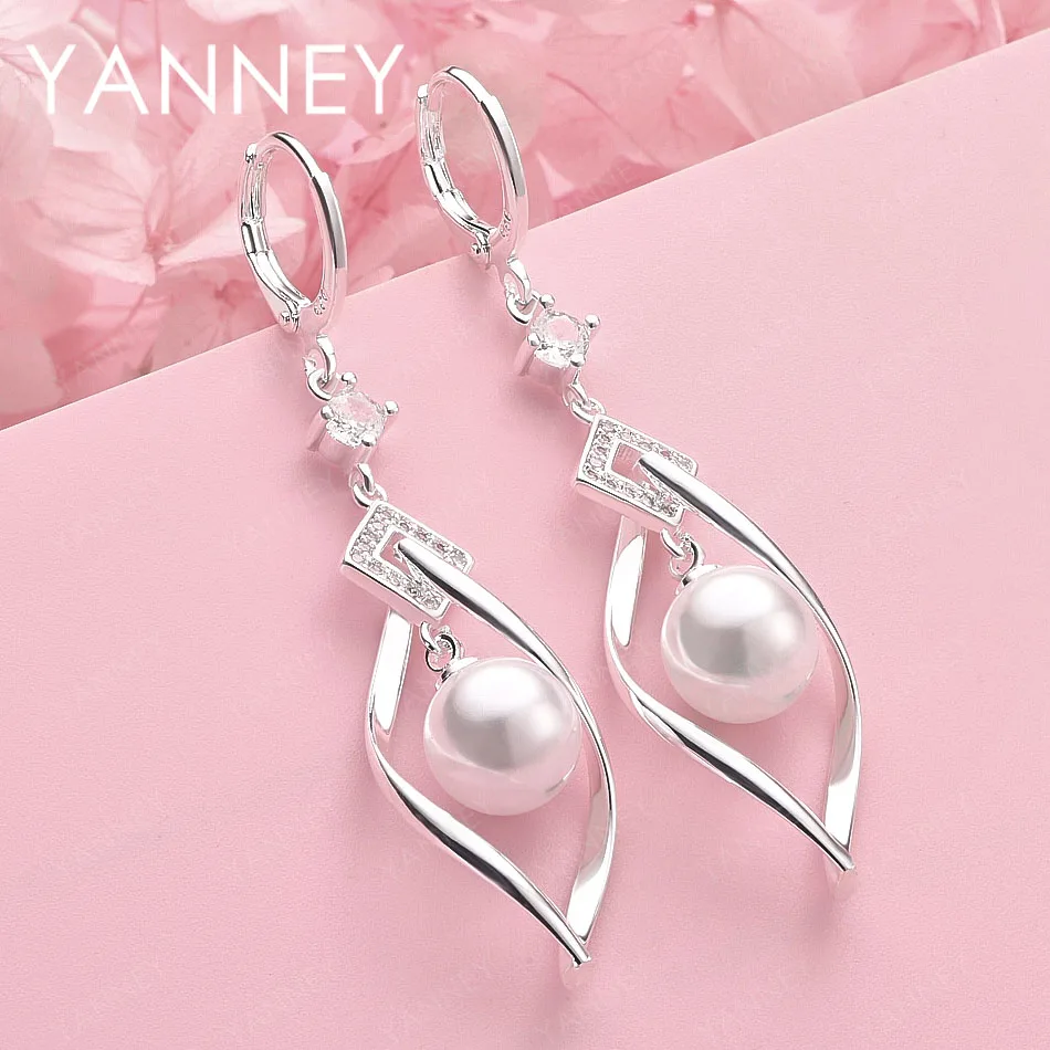 Изысканные женские серьги из стерлингового серебра 925 пробы с жемчугом и цирконием, модные ювелирные украшения для свадебного подарка
Изысканные женские серьги из стерлингового серебра 925 пробы с жемчугом и цирконием, модные ювелирные украшения для свадебного подарка