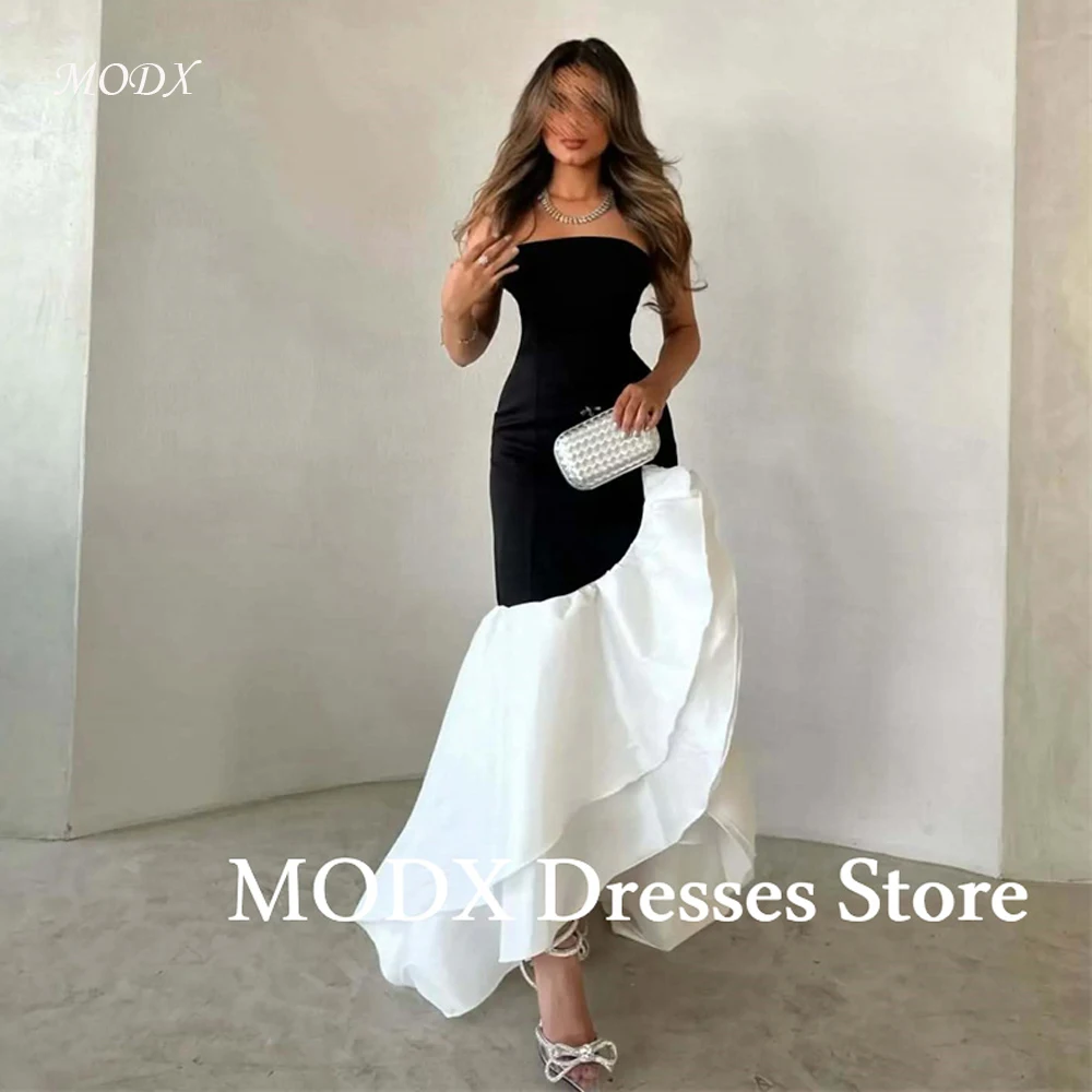 MODX Black And White Evening Party Dresses Arabic Women Strapless Asymmetric Prom Gowns 2025 Formal Party Dress Customized
MODX Black And White Evening Party Dresses Arabic Women Strapless Asymmetric Prom Gowns 2025 Formal Party Dress Customized