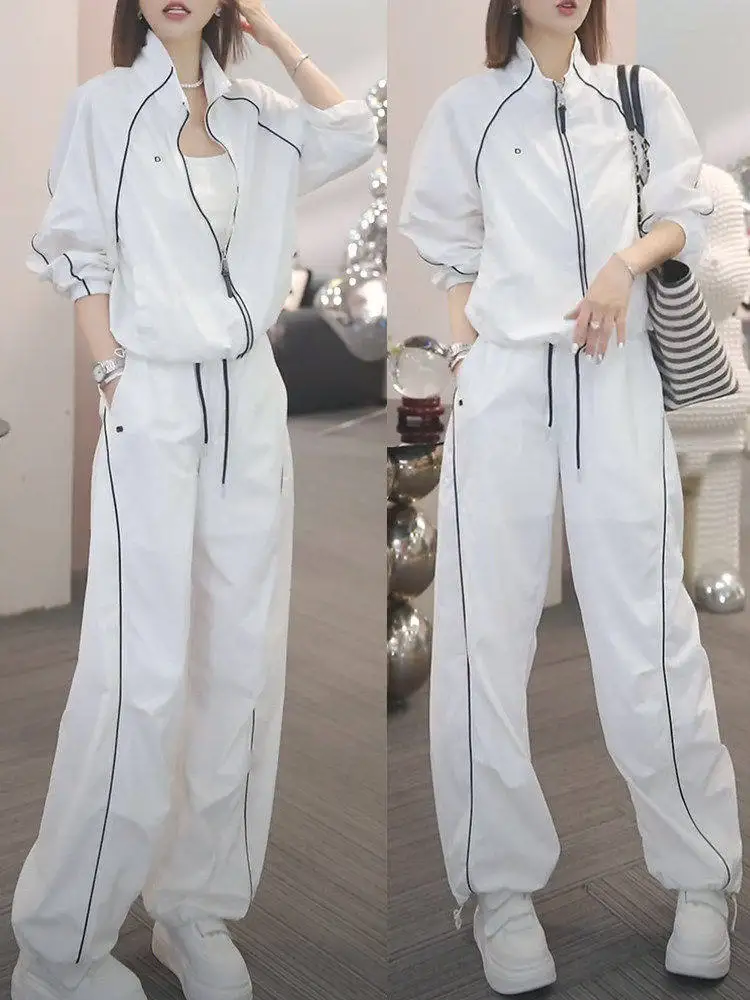 Women's Summer Fashion Set Lightweight Loose Zipper Cardigan Outerwear Sport Pants Two-Piece Set Breathable Casual Style
Women's Summer Fashion Set Lightweight Loose Zipper Cardigan Outerwear Sport Pants Two-Piece Set Breathable Casual Style