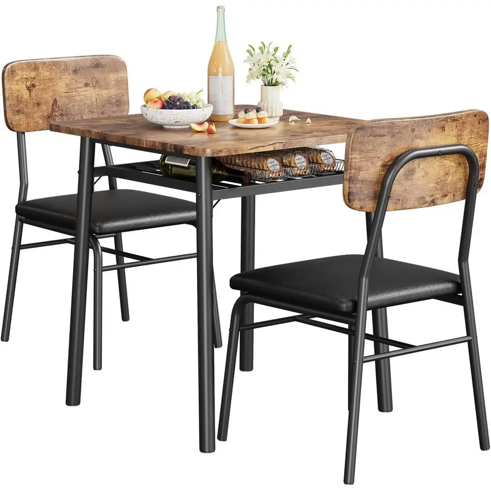 Small Dining Table Set or 2, 3-Piece Dining Set with Storage Rack, Wood Kitchen Table with Upholstered Chairs, Square Table Set
Small Dining Table Set or 2, 3-Piece Dining Set with Storage Rack, Wood Kitchen Table with Upholstered Chairs, Square Table Set