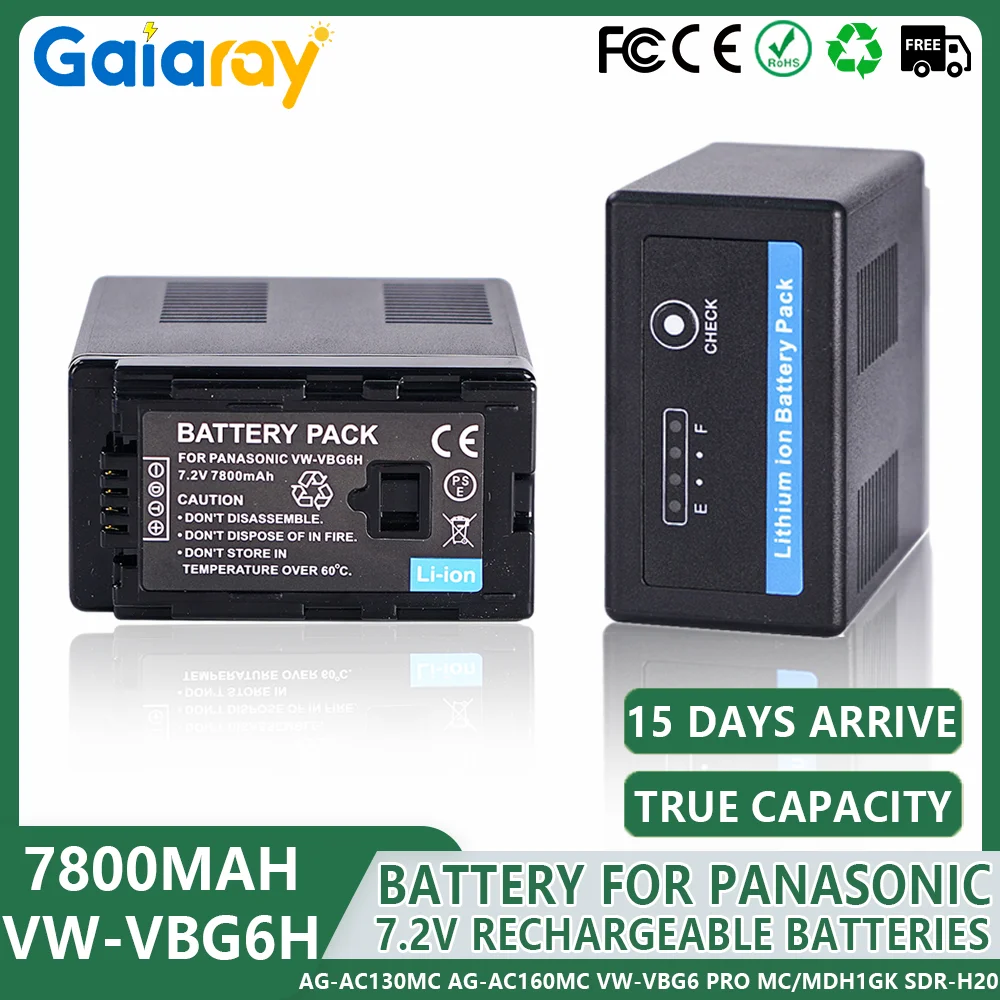 7800mAH High-Capacity VW-VBG6H VBG6H Battery For Panasonic AG-AC130MC AG-AC160MC VW-VBG6 PRO MC/MDH1GK SDR-H20 H28 H29 H40 H48
7800mAH High-Capacity VW-VBG6H VBG6H Battery For Panasonic AG-AC130MC AG-AC160MC VW-VBG6 PRO MC/MDH1GK SDR-H20 H28 H29 H40 H48
