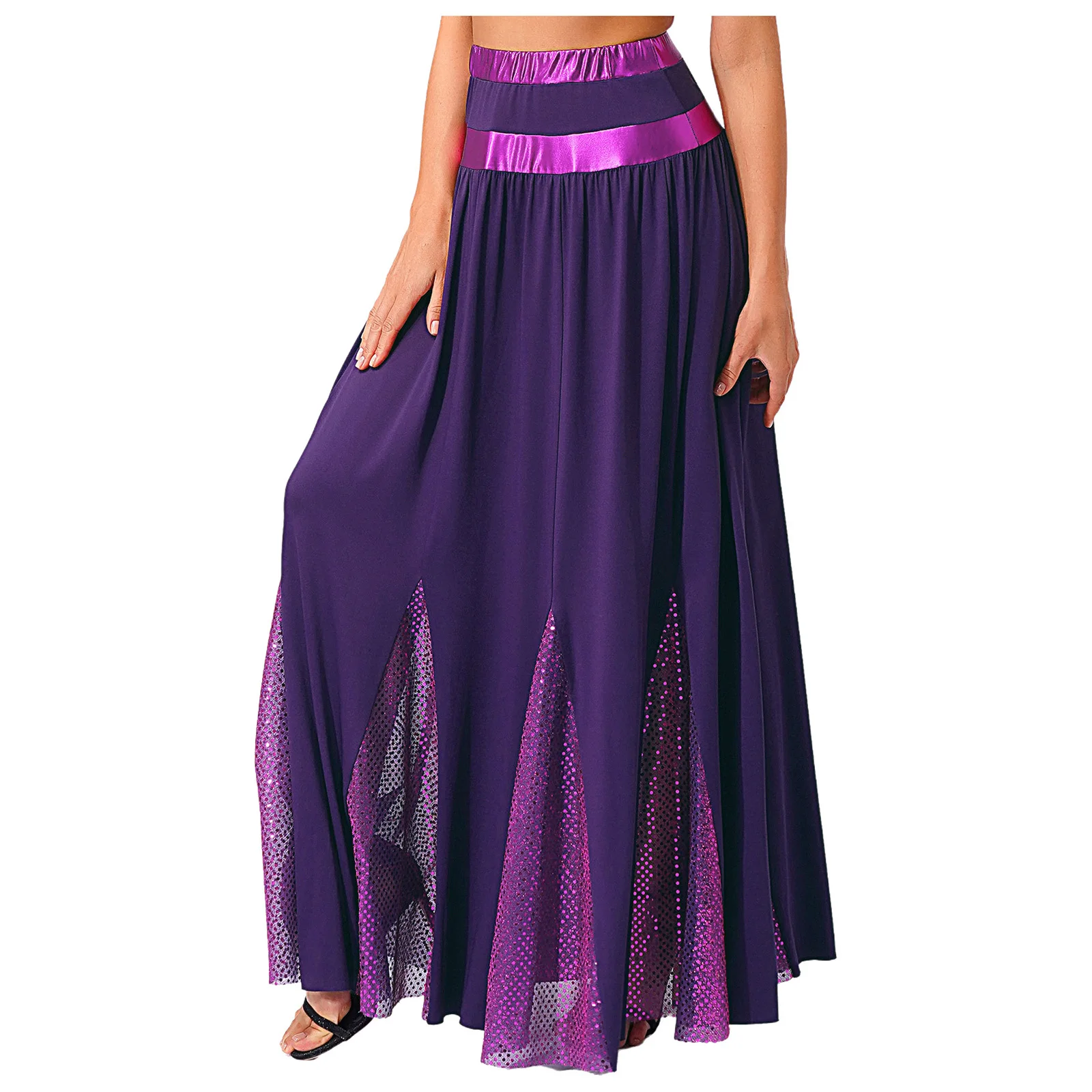 Women Color Block Elastic Waistband Sparkly Circle Mesh Skirt for Lyrical Latin Jazz Dance Festival Prom Party Stage Performance
Women Color Block Elastic Waistband Sparkly Circle Mesh Skirt for Lyrical Latin Jazz Dance Festival Prom Party Stage Performance