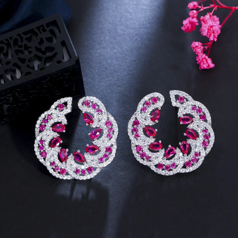 ThreeGraces Elegant Rose Red Cubic Zirconia White Gold Color Big Geometric Round Stud Earrings for Women Fashion Jewelry ER800
ThreeGraces Elegant Rose Red Cubic Zirconia White Gold Color Big Geometric Round Stud Earrings for Women Fashion Jewelry ER800