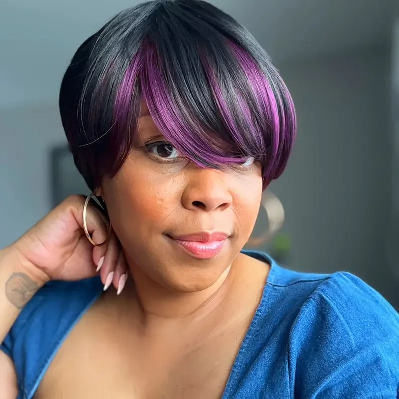 Короткие прямые парики-пикси с челкой, плотность 150%, полностью машинного изготовления, для женщин, цвет 1B/фиолетовый
Короткие прямые парики-пикси с челкой, плотность 150%, полностью машинного изготовления, для женщин, цвет 1B/фиолетовый