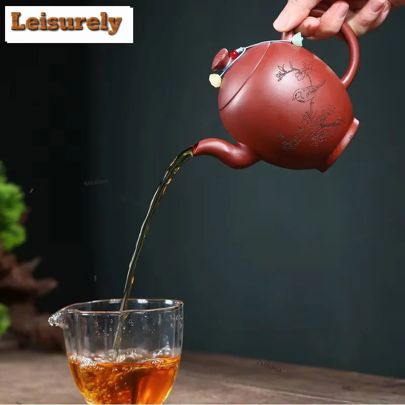 300ml Retro Yixing Purple Clay Teapots Handmade Flowers Birds Pot Raw Ore Purple Red Mud Kettle Zisha Tea Set Tea Services Gift
300ml Retro Yixing Purple Clay Teapots Handmade Flowers Birds Pot Raw Ore Purple Red Mud Kettle Zisha Tea Set Tea Services Gift