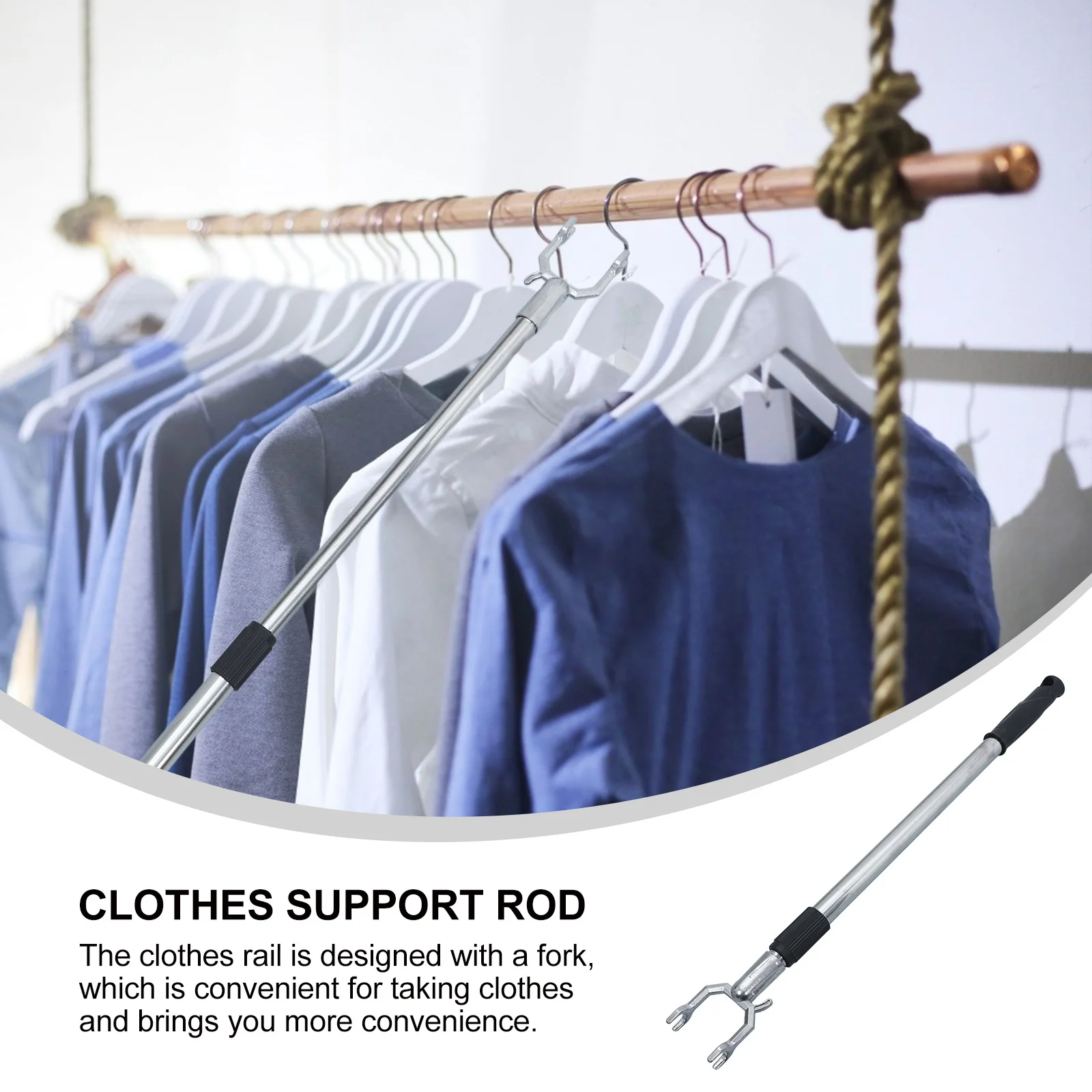 Adjustable Clothes Reach Pole Heavy Duty Metal Clothes Hanging Rod for Balcony Closet Drying Space Saving Household Use
Adjustable Clothes Reach Pole Heavy Duty Metal Clothes Hanging Rod for Balcony Closet Drying Space Saving Household Use