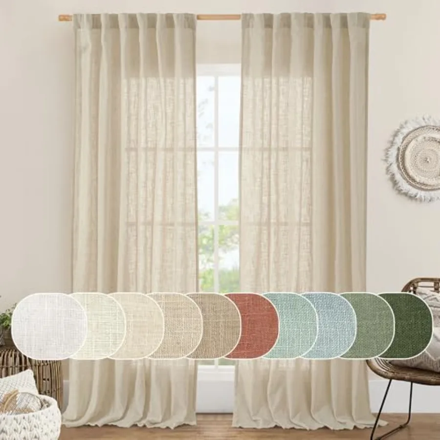 Light Filtering Linen Curtains 84 Inches Long for Bedroom and Living Room Faux Linen Textured SemiSheer Back Tab and Rod Pocket
Light Filtering Linen Curtains 84 Inches Long for Bedroom and Living Room Faux Linen Textured SemiSheer Back Tab and Rod Pocket