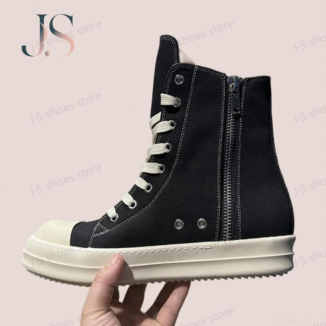 R-o Outdoor Black Canvas High Top Shoes Classic Design Men Shoe Boot White thread Zipper Women Ankle Boots Casual Sneakers
R-o Outdoor Black Canvas High Top Shoes Classic Design Men Shoe Boot White thread Zipper Women Ankle Boots Casual Sneakers