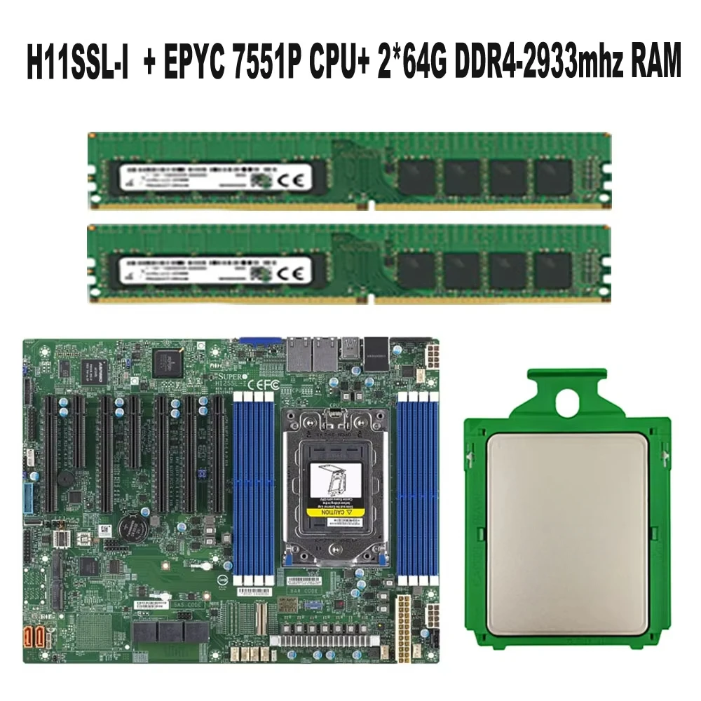 H11SSL-i FOR Supermicro 1P Motherboard / EPYC 7551P 32C/64T 180w TDP CPU Processor / 2* 64GB=128GB RAM DDR4 2933mhz RECC Memo
H11SSL-i FOR Supermicro 1P Motherboard / EPYC 7551P 32C/64T 180w TDP CPU Processor / 2* 64GB=128GB RAM DDR4 2933mhz RECC Memo