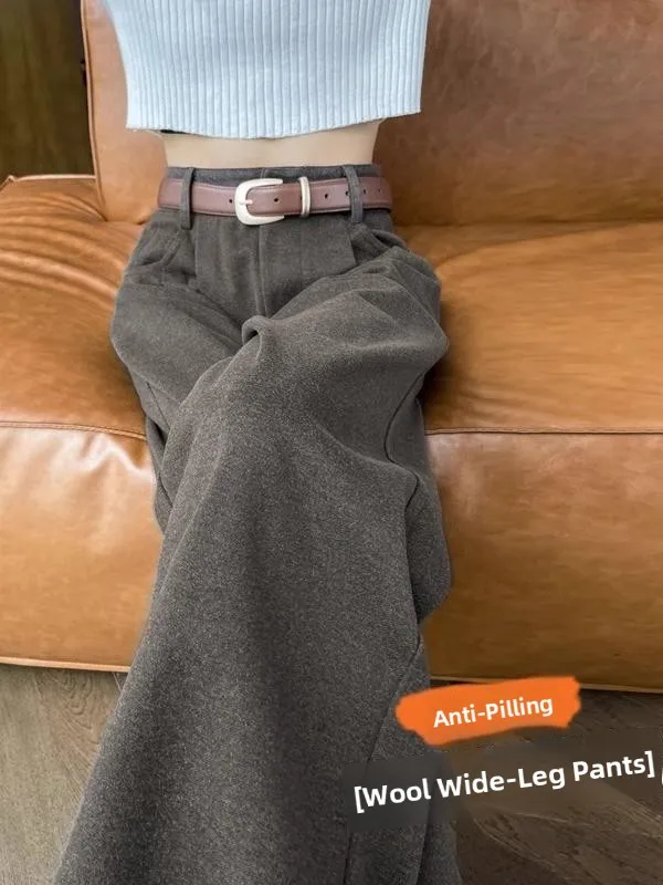 Caramel Woolen Wide Leg Pants Women's High Waist Thickened Suit Pants Draping Straight Casual Trousers Trendy Long Pants
Caramel Woolen Wide Leg Pants Women's High Waist Thickened Suit Pants Draping Straight Casual Trousers Trendy Long Pants