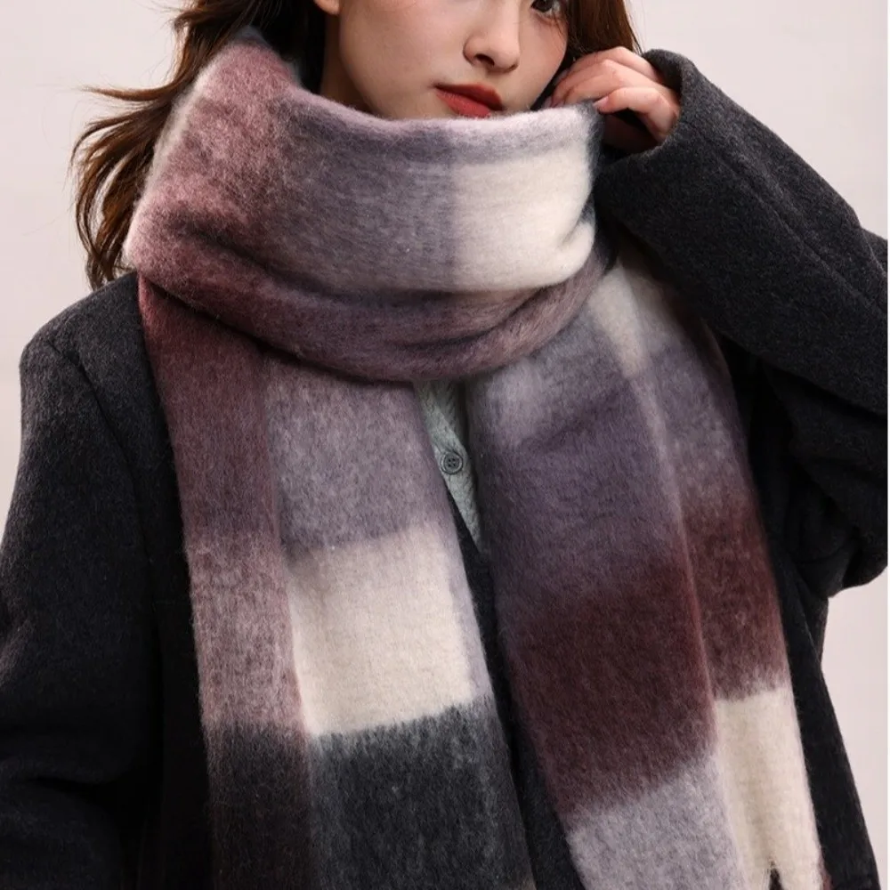 Elegant Mohair Plaid Wool Scarf Thicken Winter Cashmere Scarves Korean Style Warm Long Shawl Student
Elegant Mohair Plaid Wool Scarf Thicken Winter Cashmere Scarves Korean Style Warm Long Shawl Student