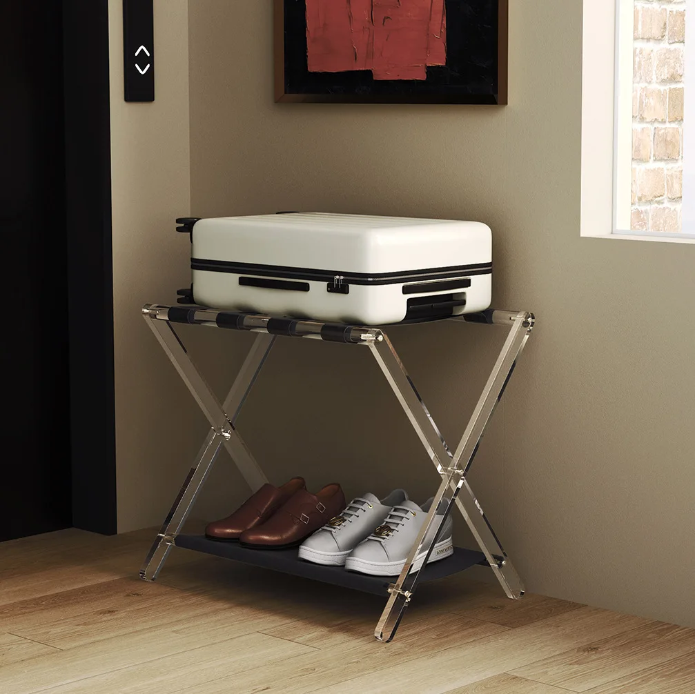 Cross-border acrylic transparent luggage rack foldable hotel double shelf family room multi-functional luggage rack
Cross-border acrylic transparent luggage rack foldable hotel double shelf family room multi-functional luggage rack