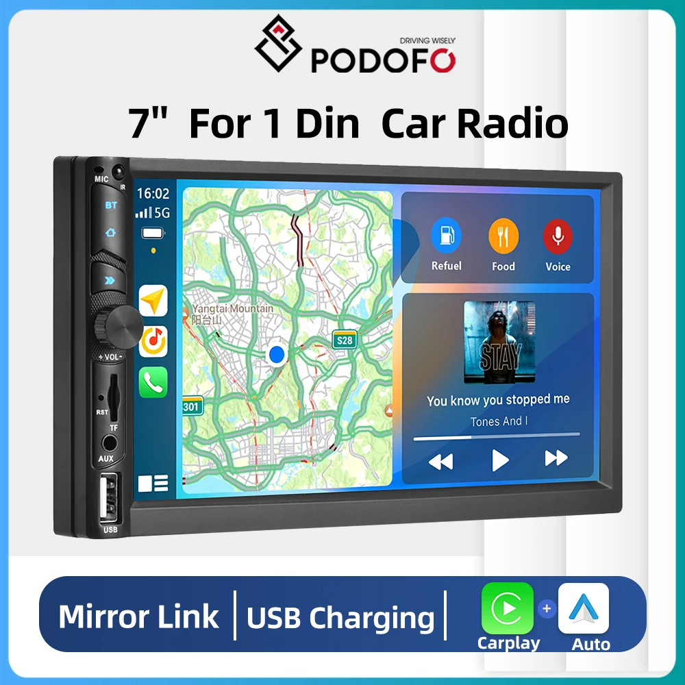 Podofo Universal Carplay Stereo Radio 7 "Touch Screen MP5 Player with Bluetooth FM Radio for Universal Support Rear Cam 2Din
Podofo Universal Carplay Stereo Radio 7 "Touch Screen MP5 Player with Bluetooth FM Radio for Universal Support Rear Cam 2Din