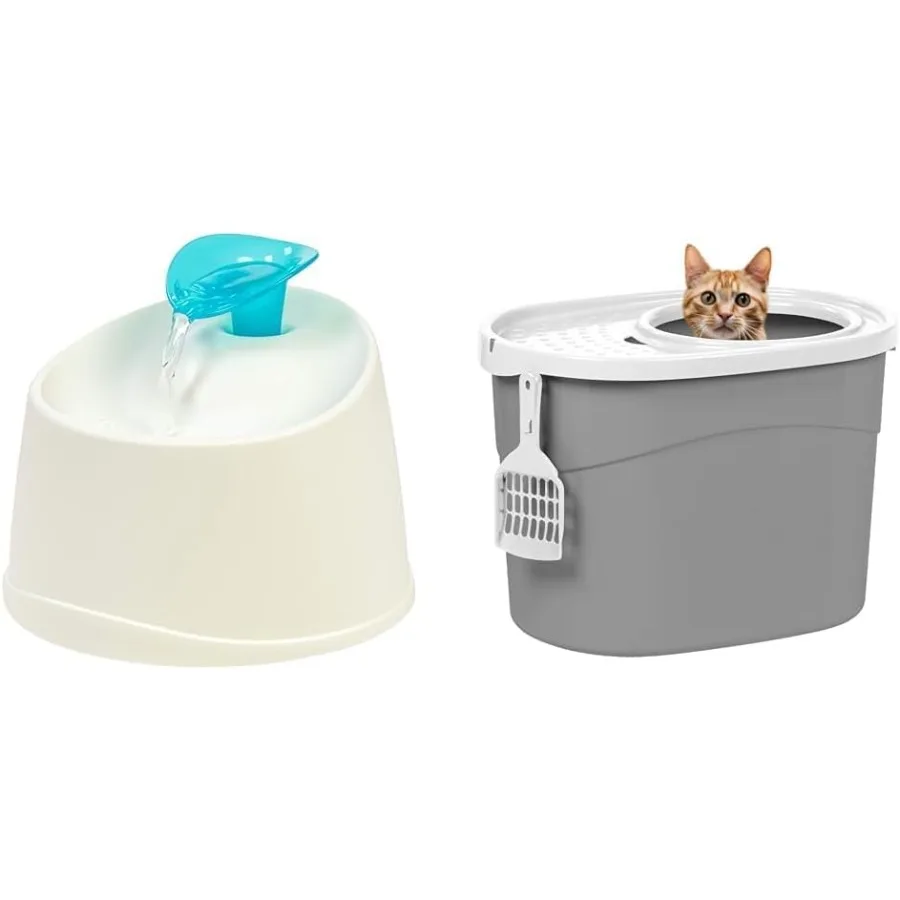 IRIS USA Cat Water Fountain 44oz with Two Flow Options and Silent Operation + Large Top Entry Cat Litter Box with Litter Catchi
IRIS USA Cat Water Fountain 44oz with Two Flow Options and Silent Operation + Large Top Entry Cat Litter Box with Litter Catchi