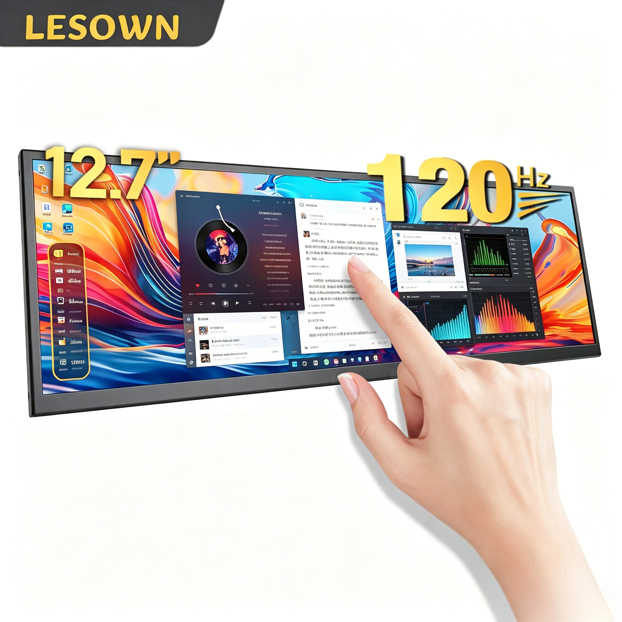 LESOWN Ultra-Wide 12.7in PC Sensor Panel 120Hz Capacitive Touch Aluminum Monitor VESA 75 for Desktop Dashboard
LESOWN Ultra-Wide 12.7in PC Sensor Panel 120Hz Capacitive Touch Aluminum Monitor VESA 75 for Desktop Dashboard