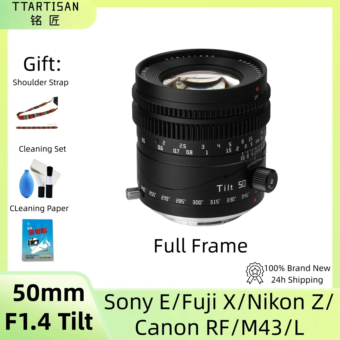 TTArtisan Tilt 50mm F1.4 Manual Focus Full Frame Prime Lens for Sony E/Nikon Z5 Z6/Fuji XF Canon RF/L Mount/M43 Mount Cameras
TTArtisan Tilt 50mm F1.4 Manual Focus Full Frame Prime Lens for Sony E/Nikon Z5 Z6/Fuji XF Canon RF/L Mount/M43 Mount Cameras