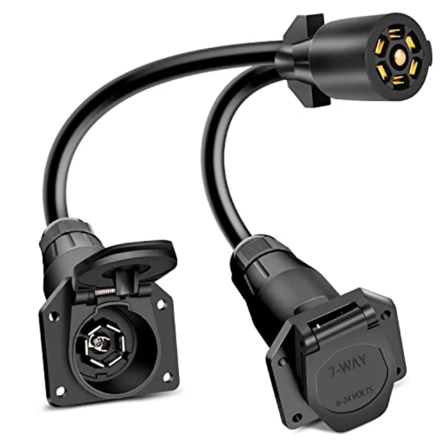 7 Wa Pigtail Double Brasse 7Pin Female to Dual Male Round Blade Connector for Connecting Slide in Truck Camper and
7 Wa Pigtail Double Brasse 7Pin Female to Dual Male Round Blade Connector for Connecting Slide in Truck Camper and