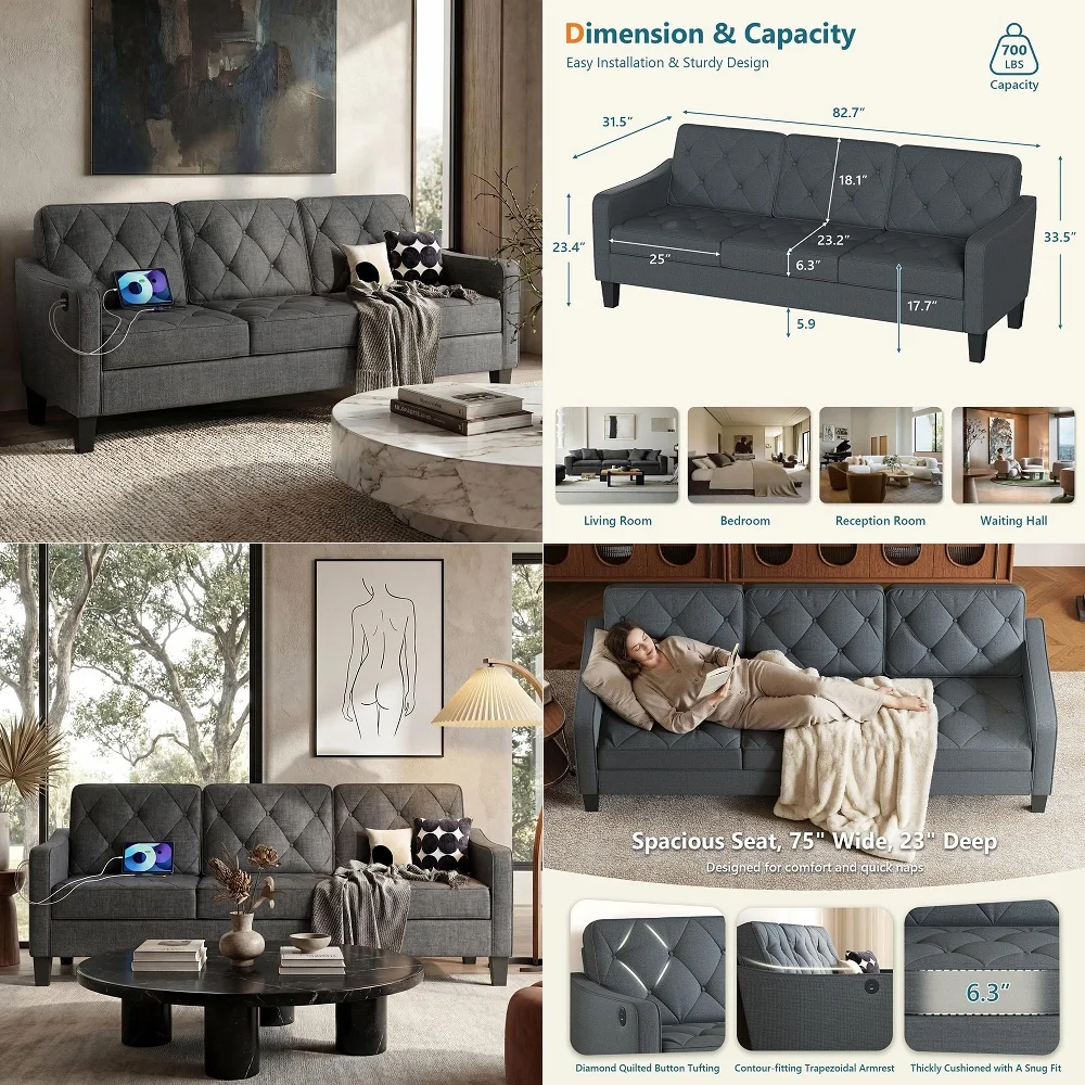 83 Mid Century Modern 3 Seater Couch, Small Couches for Living Room, Comfy Grey Couch for Apartment Office Waiting Area, Tufted
83 Mid Century Modern 3 Seater Couch, Small Couches for Living Room, Comfy Grey Couch for Apartment Office Waiting Area, Tufted