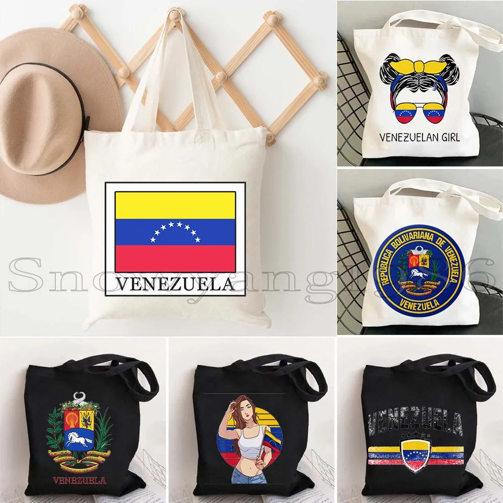 Флаг Венесуэлы, карта Венесуэлианских подарков для девочек, большая вместительная прочная женская парусиновая сумка через плечо, дорожная сумка-шоппер, многоразовая сумка