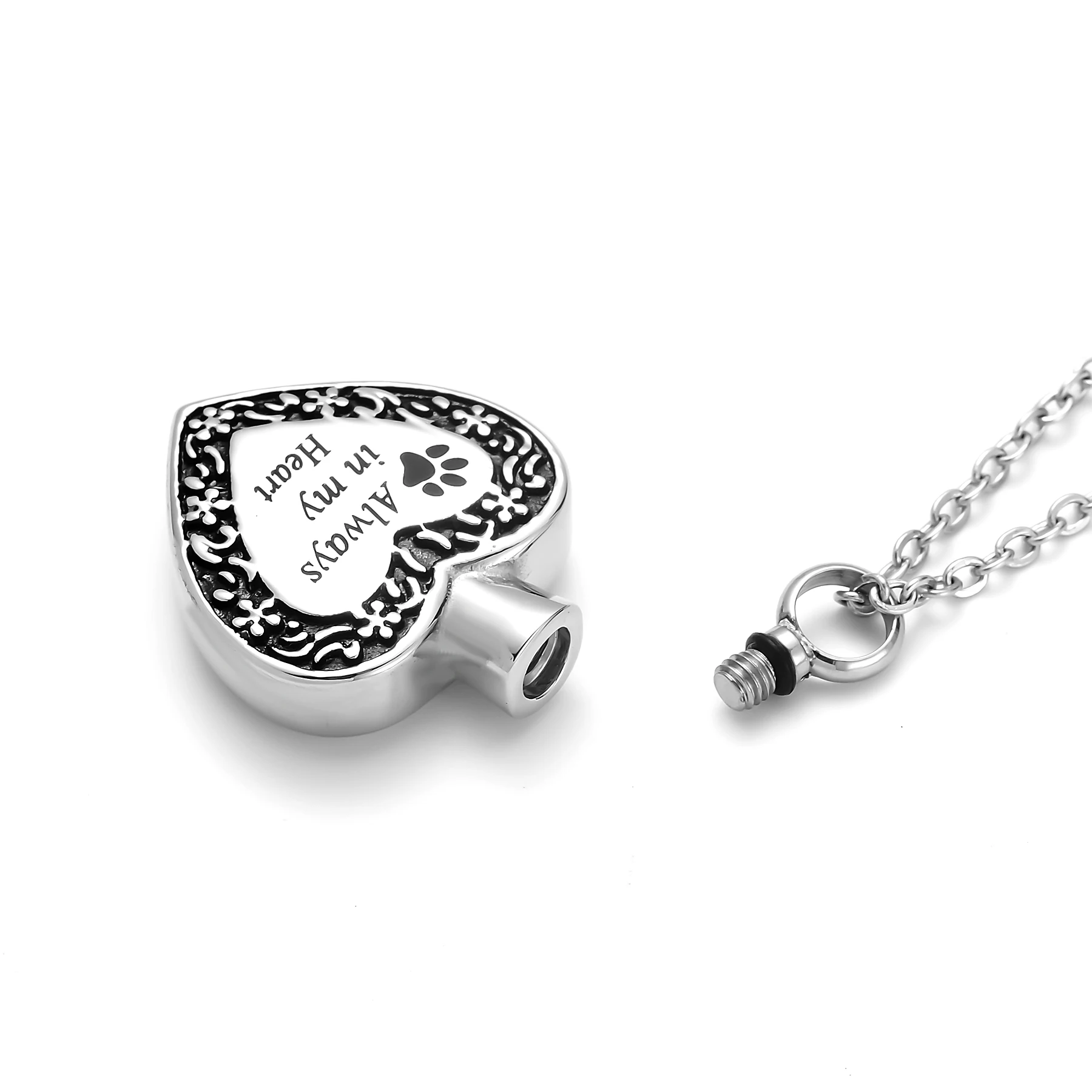 Always in My Heart Pet Cremation Jewelry Dog Cat Paw Footprint Memorial Keepsake Urn Necklace for Ashes Stainless Steel Jewelry
Always in My Heart Pet Cremation Jewelry Dog Cat Paw Footprint Memorial Keepsake Urn Necklace for Ashes Stainless Steel Jewelry