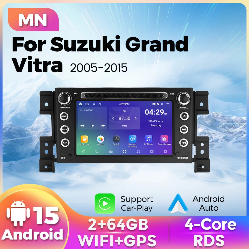 7-дюймовая автомобильная магнитола для Suzuki Grand Vitara 2005-2012, 2013, 2015 с CarPlay, Android Auto, мультимедийным плеером и GPS-навигацией
7-дюймовая автомобильная магнитола для Suzuki Grand Vitara 2005-2012, 2013, 2015 с CarPlay, Android Auto, мультимедийным плеером и GPS-навигацией