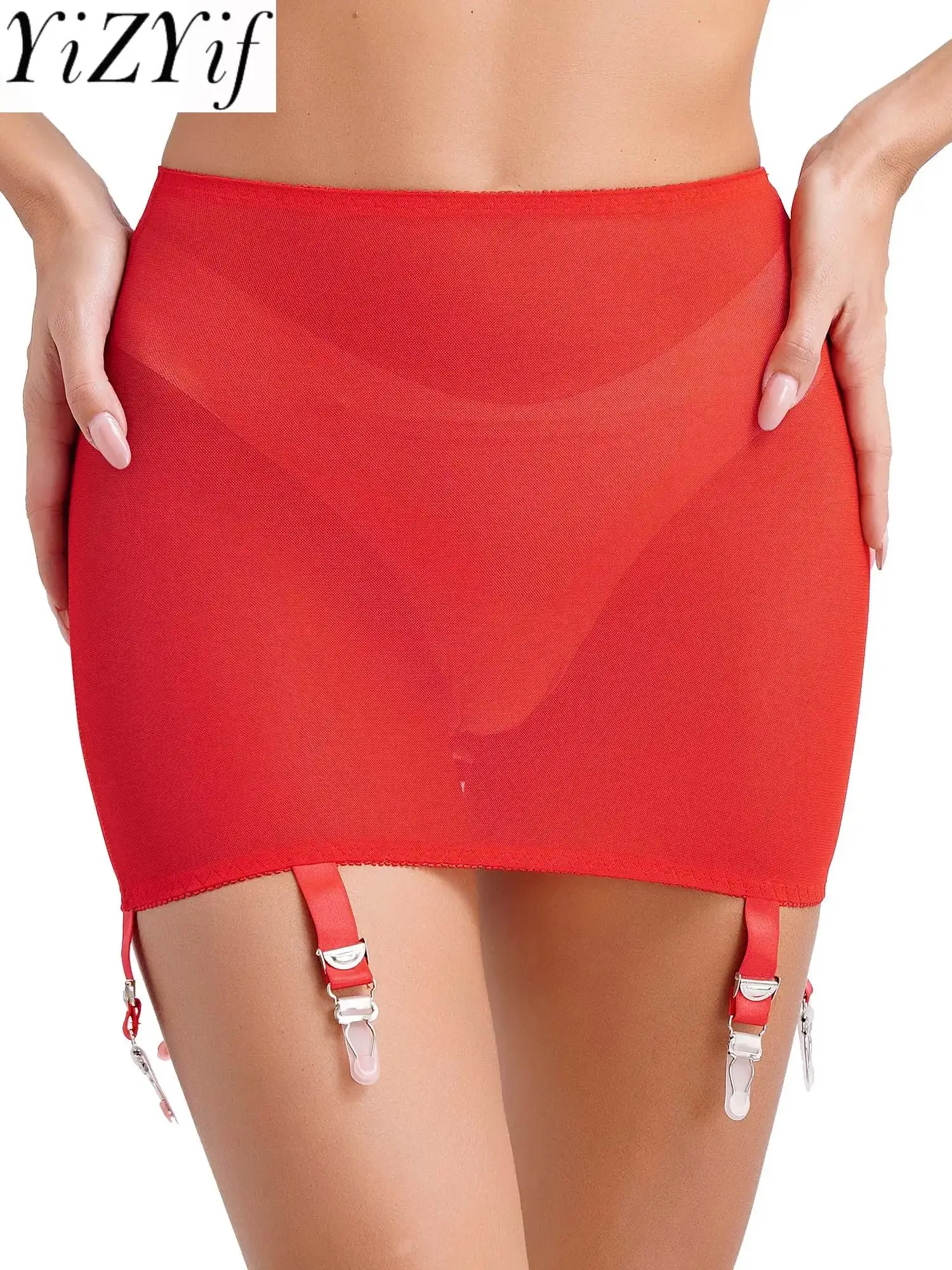 Womens See Through Mini Skirt Clubwear Elastic Waistband Garter Belt 6 Adjustable Straps with Clips High Waist Mesh Skirt
Womens See Through Mini Skirt Clubwear Elastic Waistband Garter Belt 6 Adjustable Straps with Clips High Waist Mesh Skirt
