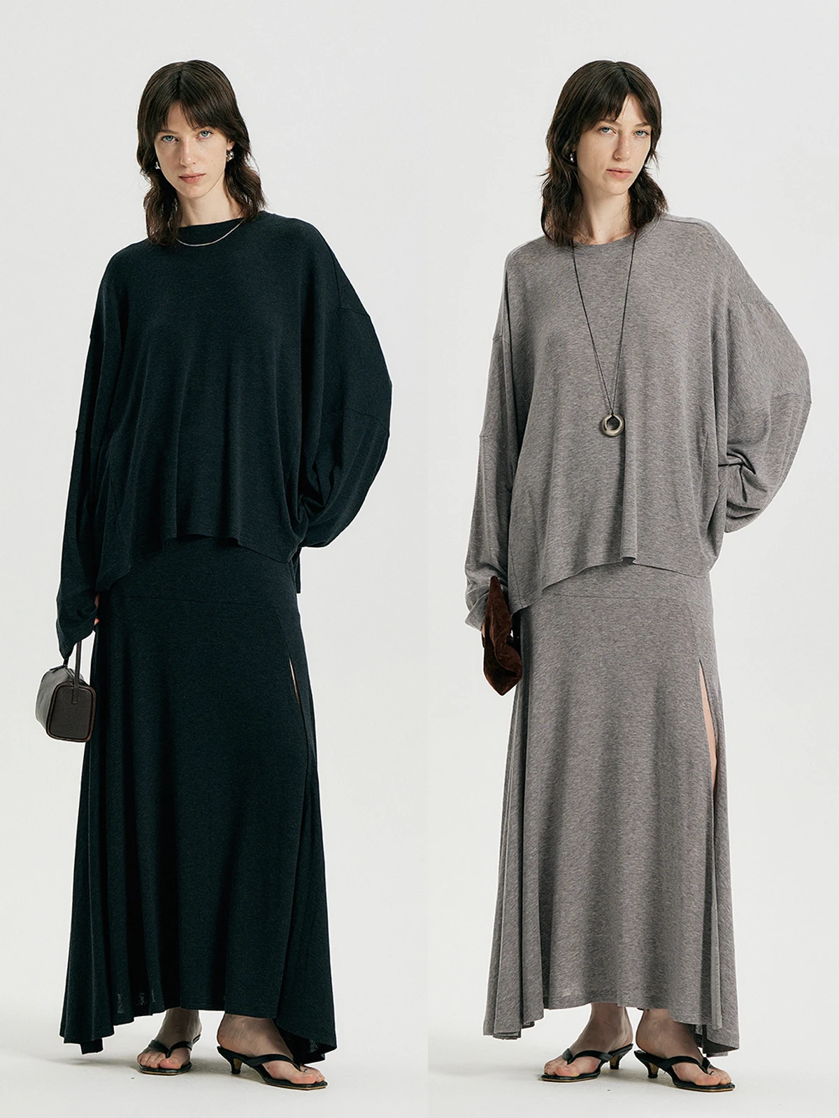 Thoransaura Soft Wool Lyocell Elastic Draped Paper Human Bat Sleeve Top Half Skirt Fashion Set for Women Minimalist Style
Thoransaura Soft Wool Lyocell Elastic Draped Paper Human Bat Sleeve Top Half Skirt Fashion Set for Women Minimalist Style