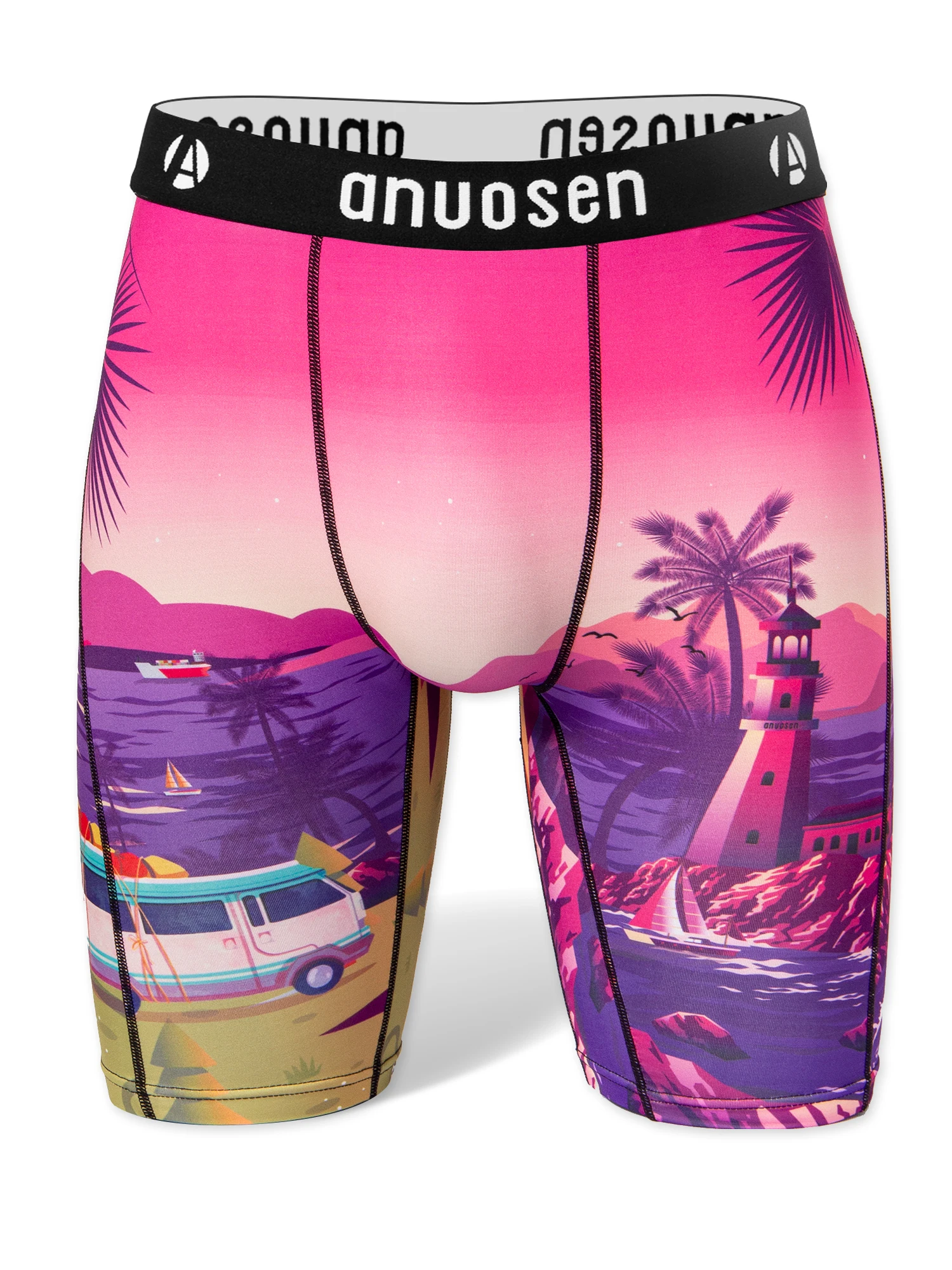Men's Long Sports Underwear with Standard Size Labeling and Print, Moisture-Wicking, Tropical Sunset Lighthouse Palm Tree Print, Summer Vacation Style Sports Shorts, Retro Tropical Style Men's Anti-Chafing Underwear, Beach Rv Lighthouse Print, Retro Vacat
Men's Long Sports Underwear with Standard Size Labeling and Print, Moisture-Wicking, Tropical Sunset Lighthouse Palm Tree Print, Summer Vacation Style Sports Shorts, Retro Tropical Style Men's Anti-Chafing Underwear, Beach Rv Lighthouse Print, Retro Vacat