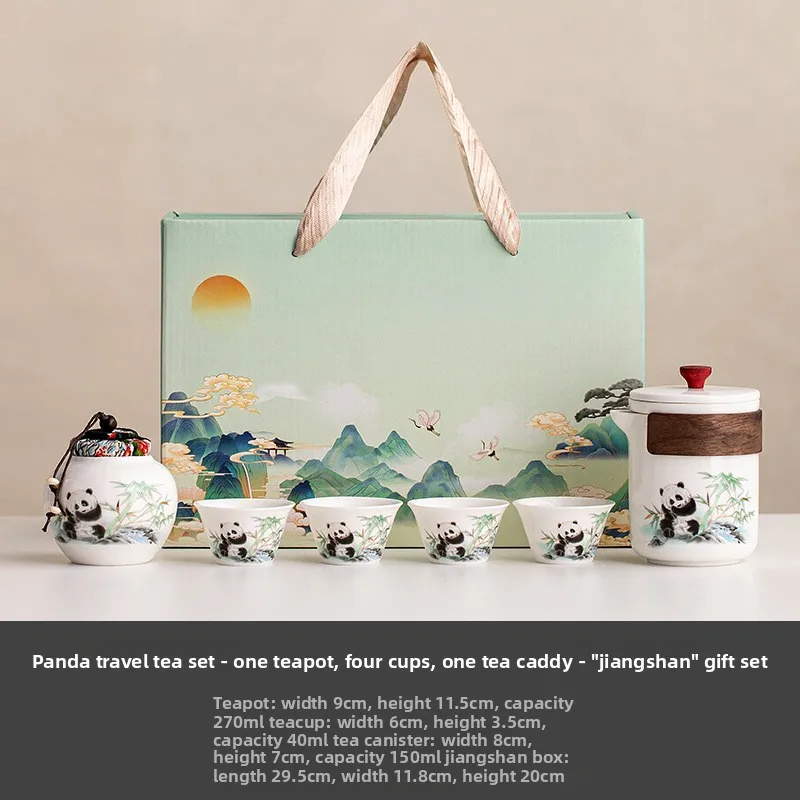 Подарки в китайском стиле, керамический чайный набор с изображением панды и персика долголетия, корпоративные сувениры для деловых мероприятий компании.
Подарки в китайском стиле, керамический чайный набор с изображением панды и персика долголетия, корпоративные сувениры для деловых мероприятий компании.