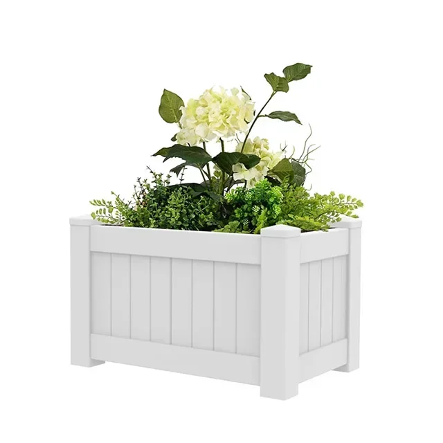New Design White Vinyl Garden Planter Box Plastic Planting Bed
New Design White Vinyl Garden Planter Box Plastic Planting Bed