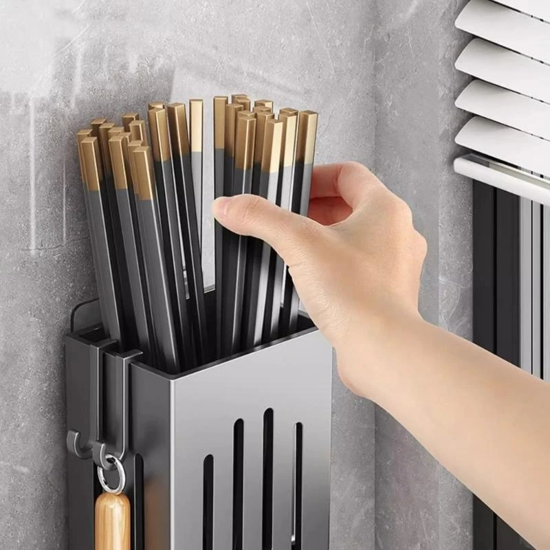 652F Efficient Kitchen Utensils Rack Wall Mounted Kitchen Organizers with Draining Chopstick Holder and Cutlery Storage Box
652F Efficient Kitchen Utensils Rack Wall Mounted Kitchen Organizers with Draining Chopstick Holder and Cutlery Storage Box