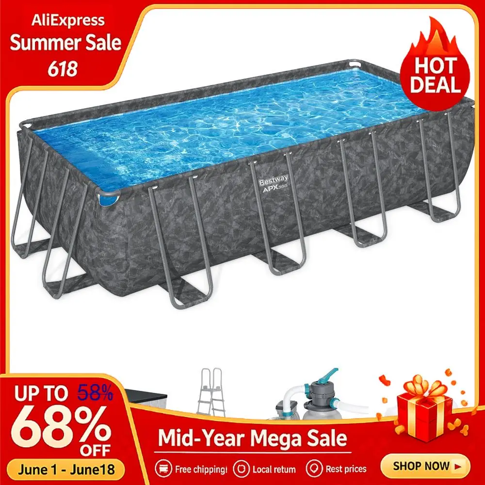 APX 365 18 x 9 x 52 Above Ground Pool, Rectangular Metal Frame Outdoor Swimming Pool Set with Sand Filter Pump, Ladder, Custom
APX 365 18 x 9 x 52 Above Ground Pool, Rectangular Metal Frame Outdoor Swimming Pool Set with Sand Filter Pump, Ladder, Custom