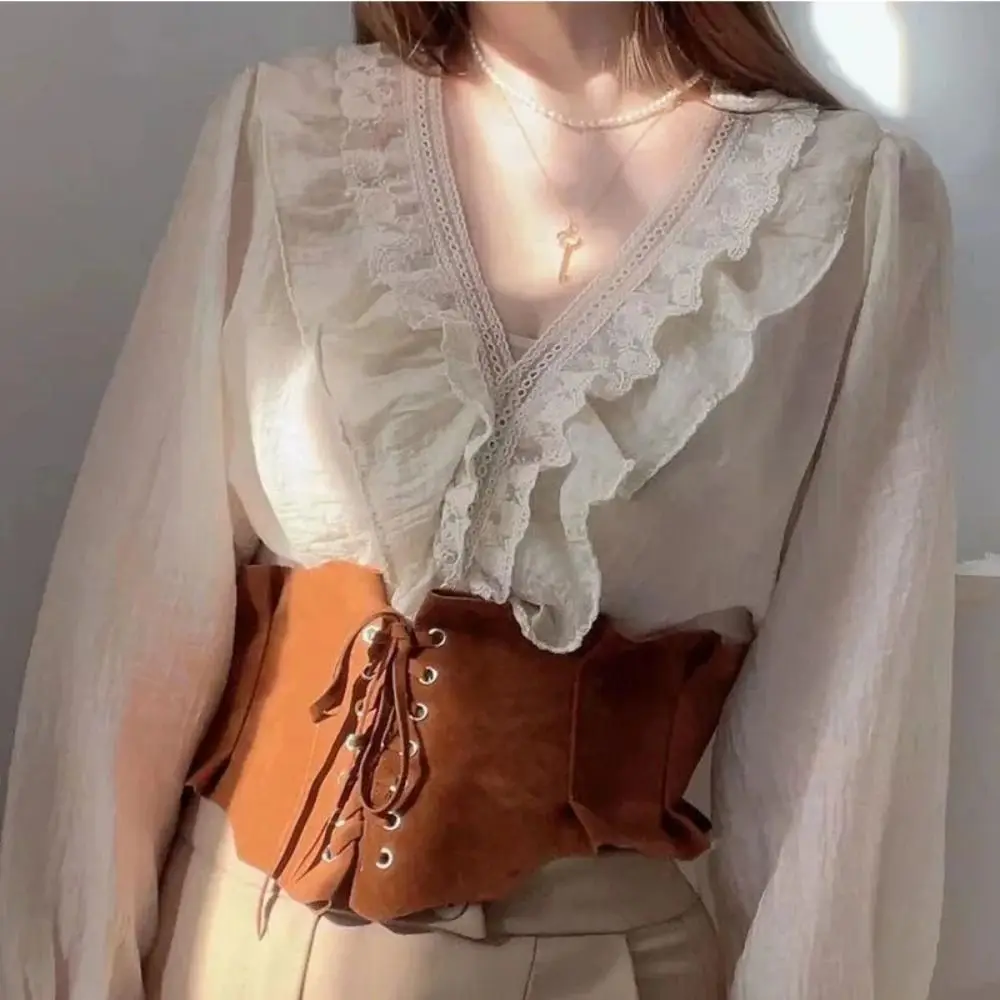 Gothic Adjustable Pu Leather Corset PU Leather Solid Color Suede Wide Belt Elastic Waistband Brown Cummerbunds Outfits
Gothic Adjustable Pu Leather Corset PU Leather Solid Color Suede Wide Belt Elastic Waistband Brown Cummerbunds Outfits