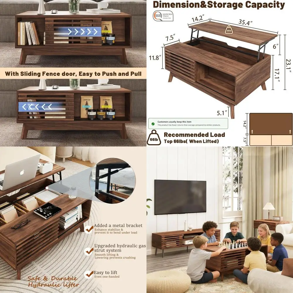 Walnut Living Room Coffee Table with Sliding Glass Door, 35.4 Storage Option
Walnut Living Room Coffee Table with Sliding Glass Door, 35.4 Storage Option