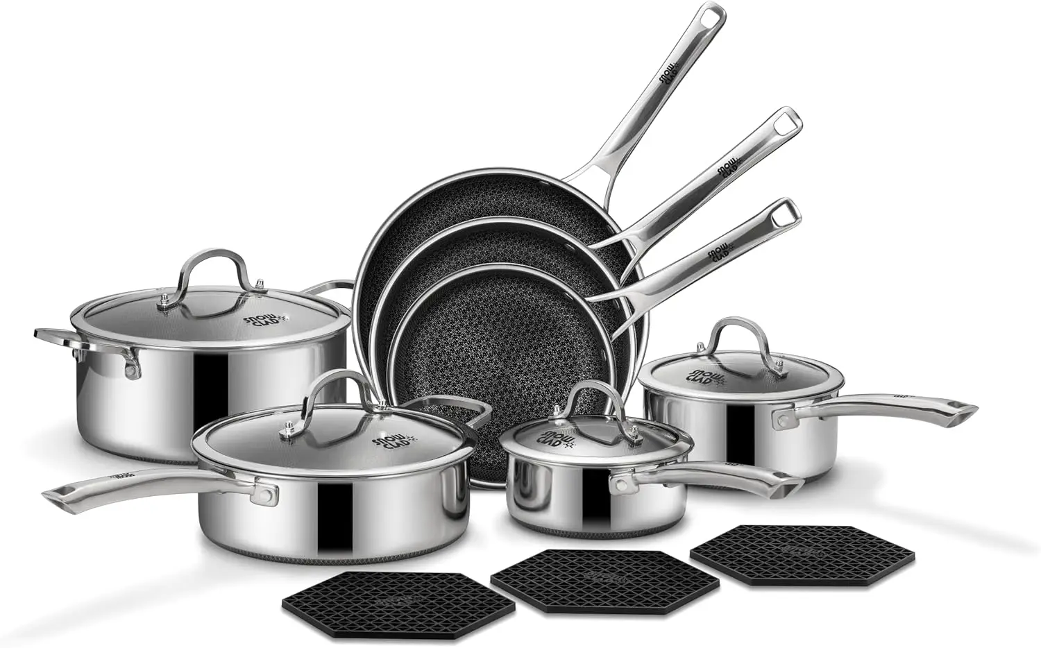 14 Pc Nonstick Cookware Set, Stainless Steel Pots & Pans, Induction Ready
14 Pc Nonstick Cookware Set, Stainless Steel Pots & Pans, Induction Ready