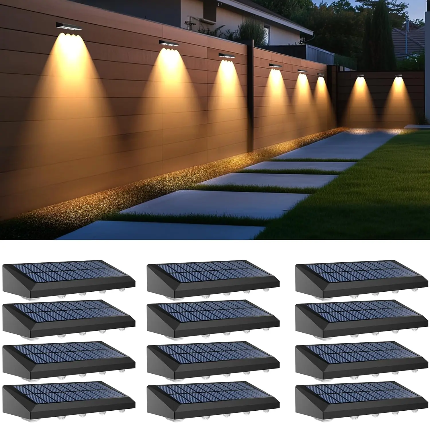12pc Solar Fence Lights Outdoor Waterproof IP65 Solar Powered Auto On/Off Step Wall Lamp Decor for Yard Porch Patio Deck Garden
12pc Solar Fence Lights Outdoor Waterproof IP65 Solar Powered Auto On/Off Step Wall Lamp Decor for Yard Porch Patio Deck Garden