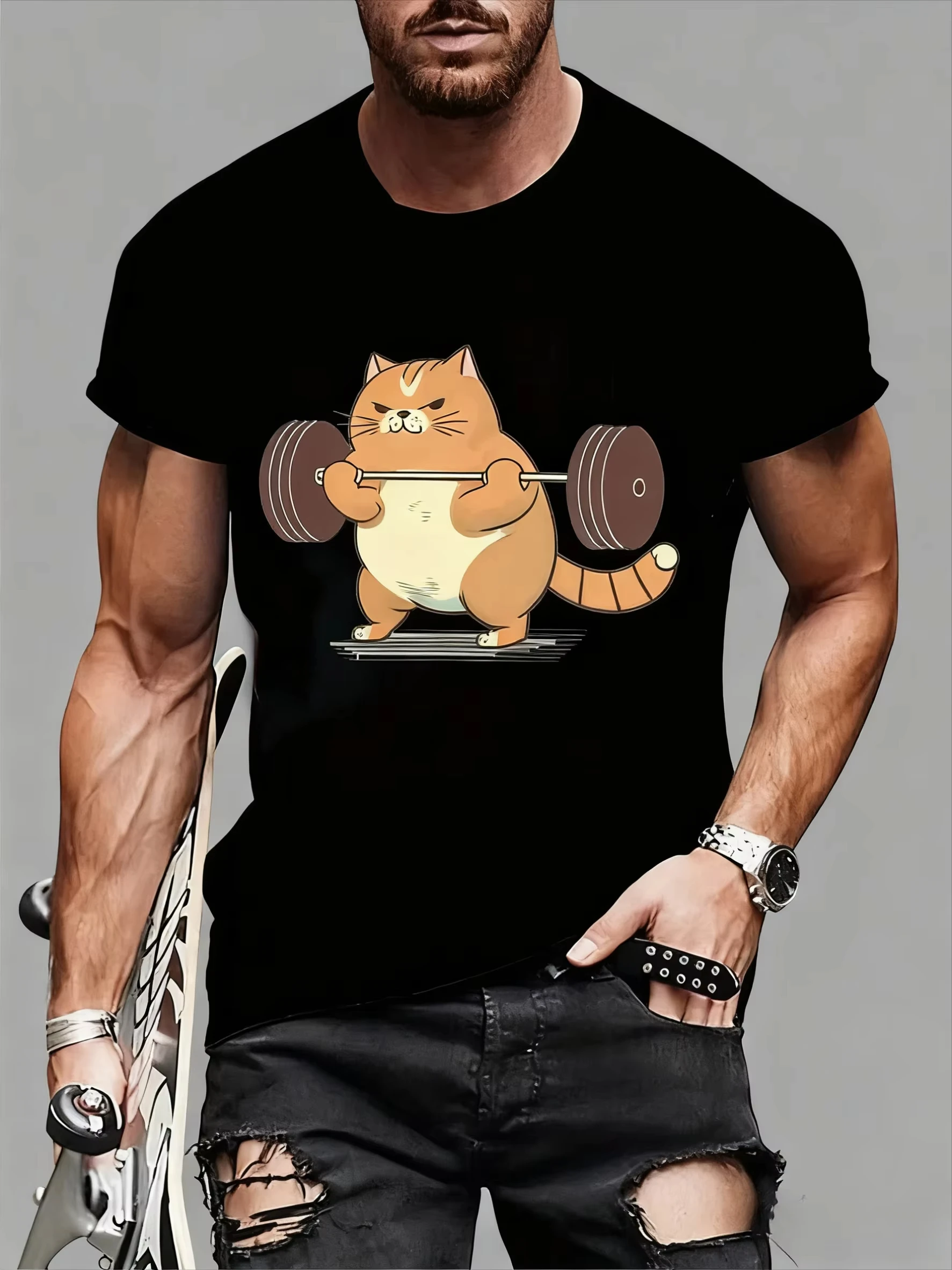 Cat Weightlifting Printed T-shirt for Men Work Out Funny Gym Design Graphic T Shirts Clothing Short Sleeve Camisetas Unisex
Cat Weightlifting Printed T-shirt for Men Work Out Funny Gym Design Graphic T Shirts Clothing Short Sleeve Camisetas Unisex