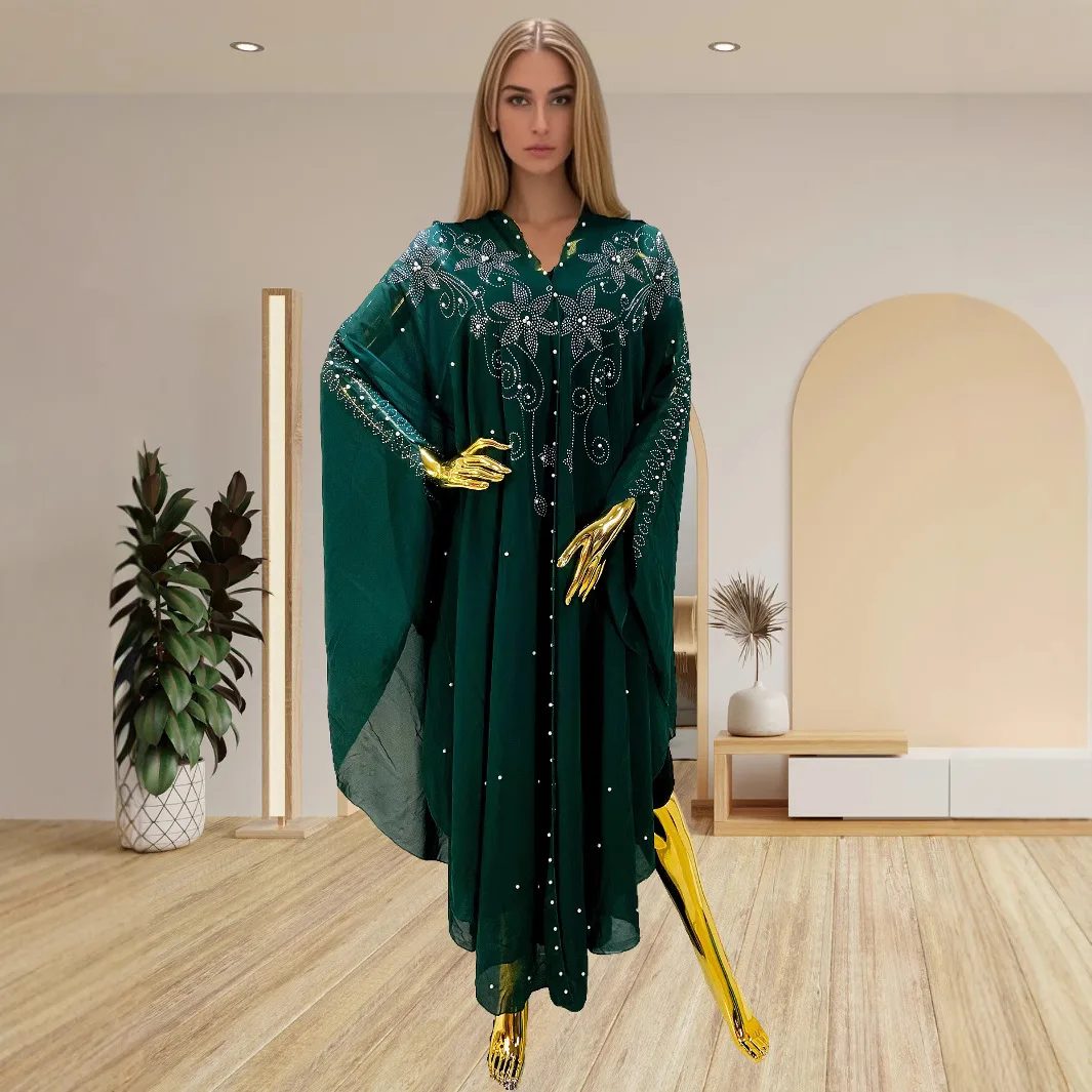 Fashion Muslim Diamond Abayas for Women Luxury African Bat Sleeve Loose Evening Dress Dashiki Morocco Kaftan Outfits Dubai Robe
Fashion Muslim Diamond Abayas for Women Luxury African Bat Sleeve Loose Evening Dress Dashiki Morocco Kaftan Outfits Dubai Robe