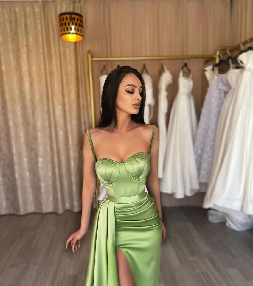 Custom Made Fairy Green Mermaid Evening Dresses Pleat Spaghetti Straps Bodycon Arabia Celebrity Gowns Dubai Side Slit Prom Dress
Custom Made Fairy Green Mermaid Evening Dresses Pleat Spaghetti Straps Bodycon Arabia Celebrity Gowns Dubai Side Slit Prom Dress