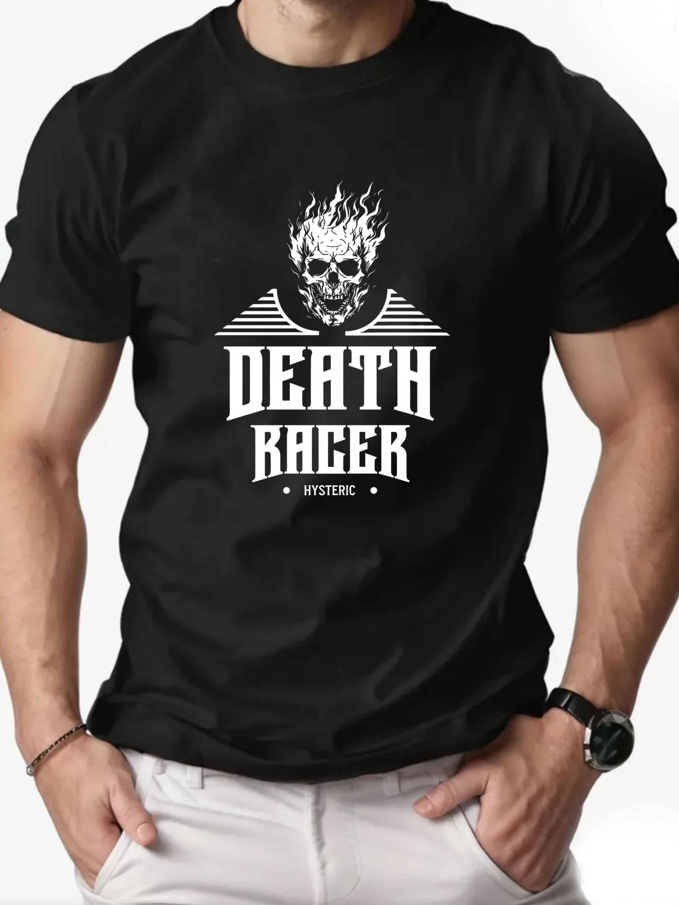 Мужская футболка из 100% хлопка DEATH RACER с рисунком черепа и круглым вырезом, дышащая уличная футболка, лето 2025 г., повседневный топ с графическим рисунком
Мужская футболка из 100% хлопка DEATH RACER с рисунком черепа и круглым вырезом, дышащая уличная футболка, лето 2025 г., повседневный топ с графическим рисунком