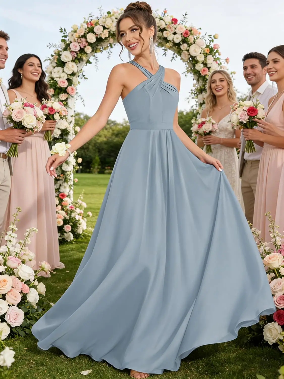 Simple Halter Bridesmaid Dresses for Wedding Chiffon A Line Pleated Long Evening Formal Prom Dress with Belt Wedding Party Gowns
Simple Halter Bridesmaid Dresses for Wedding Chiffon A Line Pleated Long Evening Formal Prom Dress with Belt Wedding Party Gowns