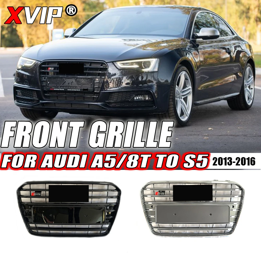 Передняя решетка бампера XVIP в стиле S5 для Audi A5 8T 2013-2016 до S5, полностью глянцевая, черная и серая, верхняя решетка из АБС-пластика высокого качества
Передняя решетка бампера XVIP в стиле S5 для Audi A5 8T 2013-2016 до S5, полностью глянцевая, черная и серая, верхняя решетка из АБС-пластика высокого качества
