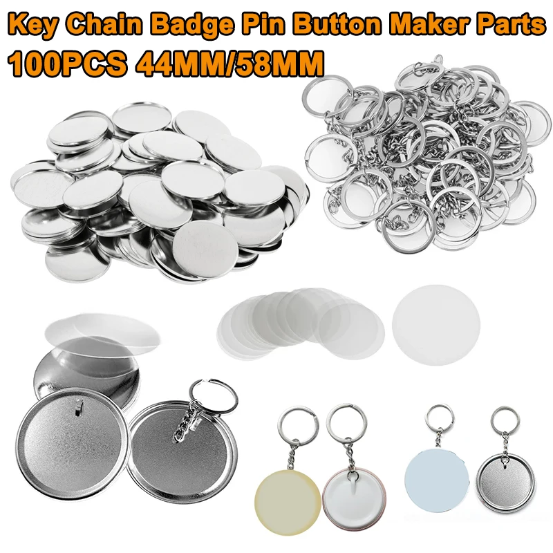 100PCS 44MM 58MM Plastic Metal Keychain Badge Pin Button Maker Parts Blank Round Badge Supplies for Art Crafts Press Consumables
100PCS 44MM 58MM Plastic Metal Keychain Badge Pin Button Maker Parts Blank Round Badge Supplies for Art Crafts Press Consumables