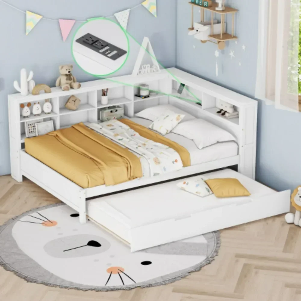 Wooden Full Size DayBed with Twin Size Trundle, DayBed with Storage Shelf and USB Charging Ports
Wooden Full Size DayBed with Twin Size Trundle, DayBed with Storage Shelf and USB Charging Ports